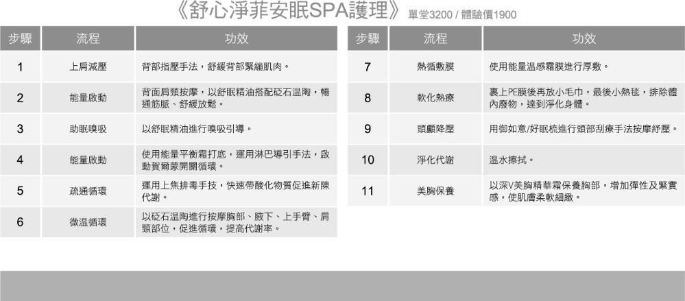 舒心淨菲安眠SPA護理	